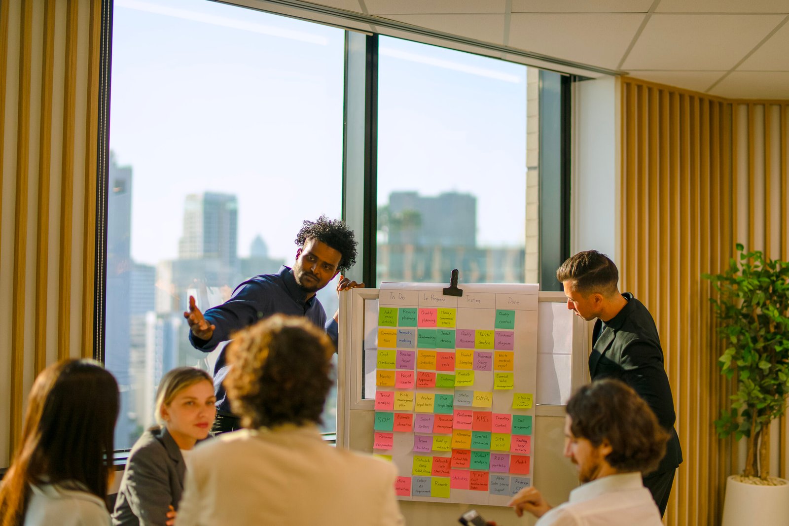 Group of white collar workers meeting at office. Business, teamwork.